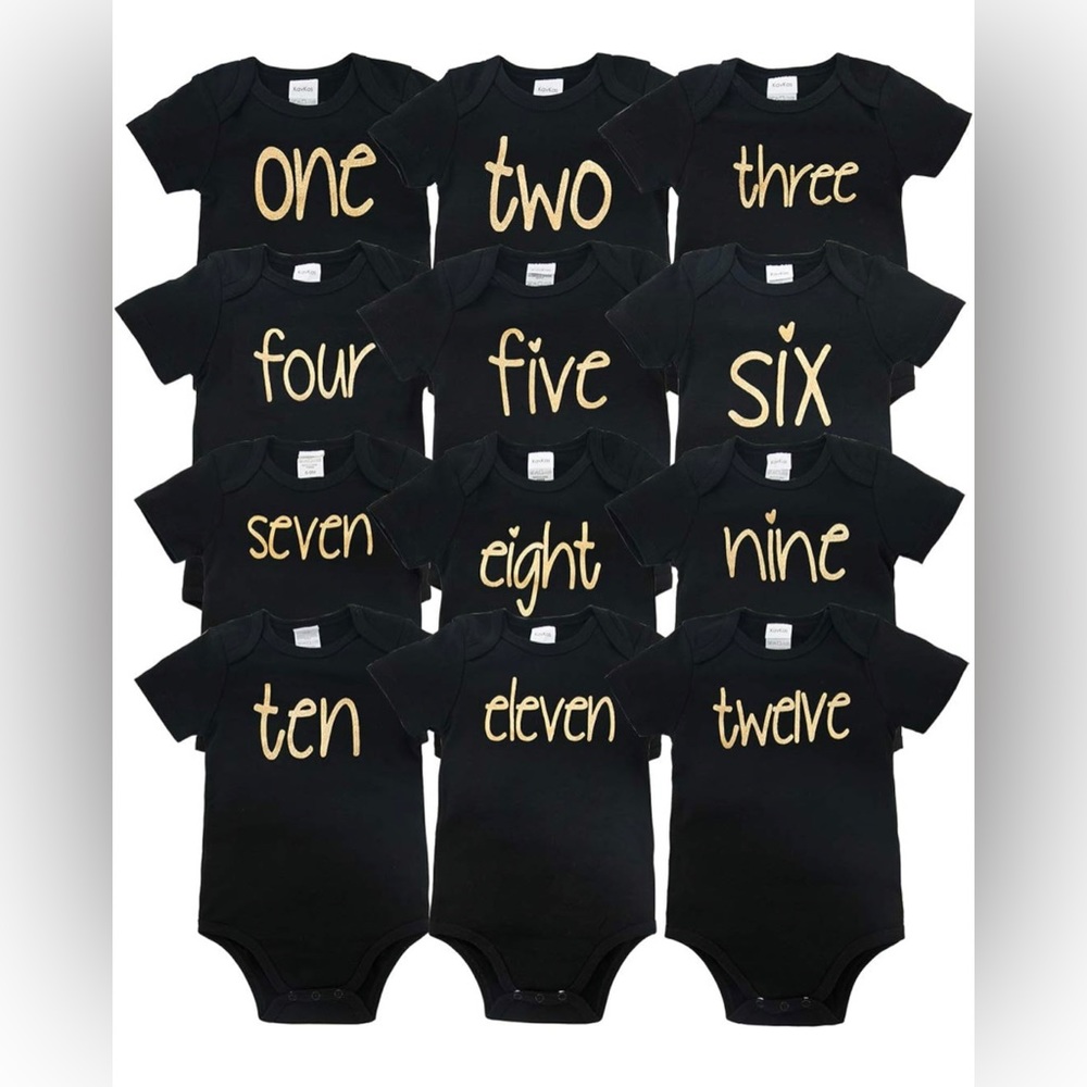 kavkas 0-12 Months Milestone Bodysuit Gift Set